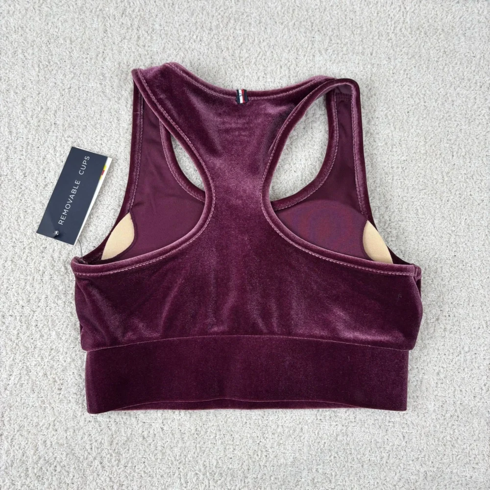 Tommy‎ Hilfiger Sport Women's Longline Velveteen Sports Bra Size XS Purple